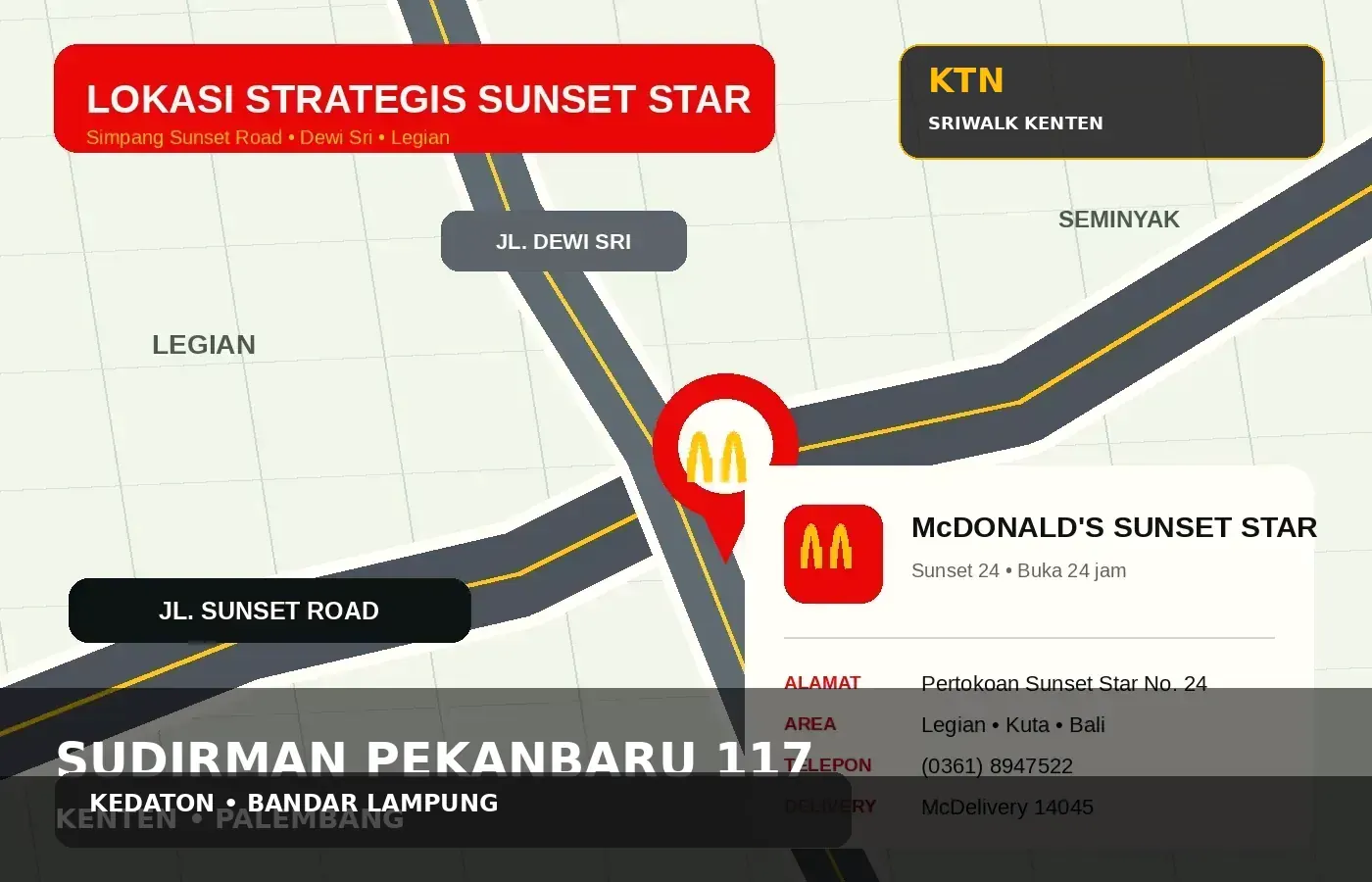 Lokasi McDonald's Kedaton Bandar Lampung di Jl. ZA. Pagar Alam No. 3, Kota Bandar Lampung